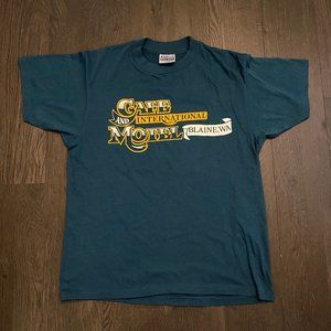vintage 80s cafe international motel blaine washington souvenir tshirt S…